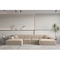 Fun Möbel Wohnlandschaft U-Form CELES PREMIUM XS, in Stoff Opera Velvet Sand