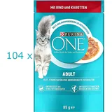 (EUR 10,18 /kg) Purina ONE Adult mit Rind & Karotten in Sauce: 104 Beutel x 85 g