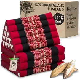 Livasia Sitzsack Thaikissen XXL hoch, vegan und handgefertigt, 185x55x8cm, Kapok rot