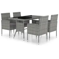 vidaXL 5-tlg Garten-Essgruppe Poly Rattan Anthrazit und Grau