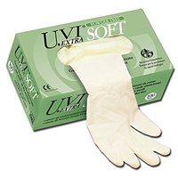 UVI Extra Puderfreie Vinyl-Stretchhandschuhe, Medium Größe, Spender mit 100 Handschuhen