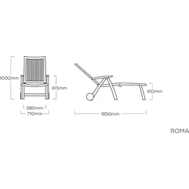 Kettler Roma Rollliege 185 x 71 x 41 cm weiß