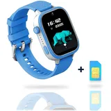 AngelTech Kinder SmartWatch Ultra – Slim Size – 4G - GPS Uhr für Kinder - 1GB RAM – 8GB ROM - Smartwatch für Kinder - Inklusive SIM-Karte -... - Blau