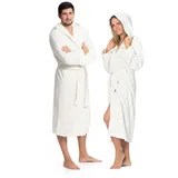 ZOLLNER unisex, Bademantel,, mit Kapuze 100% Polyester S wollweiß