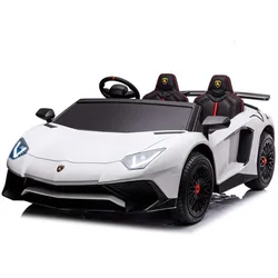 Kikkaboo Kinder Elektroauto Lamborghini Aventador SVJ Zweisitzer Stoßdämpfer EVA weiß