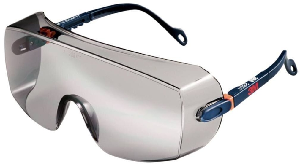 3M 2801 Schutzbrille AS/UV, PC, grau getönt, einstellbar, ideal als Überbrille für Brillenträger