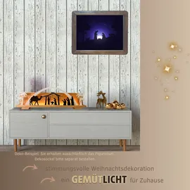 Weigla Dekofigur Figurenset "Christi Geburt" für WEIGLA Dekosockel, aus Holz (Set, 6 St., Bogen, Stall + Heilige Familie, Kamel, 2 Palmen und Heilige 3 Könige), Erzgebirge garantiert, Weihnachtsdeko innen braun|weiß