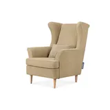 Konsimo Ohrensessel Stralis Webstoff 82 x 108 x 80 cm Creme mit Kissen