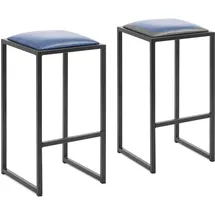 Royal Catering Barhocker 2er-Set gepolstert Metall 2er Set  Schwarz/Blau