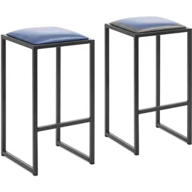 Royal Catering Barhocker 2er-Set gepolstert Metall 2er Set  Schwarz/Blau