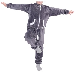 LIL’FINCH Jumpsuit Kinder LIL’Teddy F2004 Jungen Mädchen Overall Teddy Fleece grau|weiß 158-164