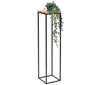 DanDiBo Ambiente DanDiBo Blumenhocker Metall Holz Schwarz Eckig 100 cm Blumenständer Beistelltisch 96353 Blumensäule Modern Pflanzenständer Pflanzenhocker