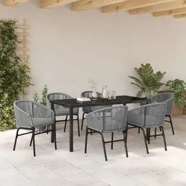 vidaXL 7-teiliges Garten-Essset - Graues Poly-Rattan