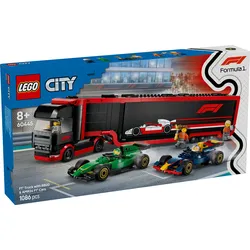 LEGO City Formular 1 60445 F1 Transporter mit RB20 und AMR24 F1 Rennautos