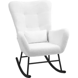 Homcom Schaukelstuhl mit Teddystoff-Optik 1 St 75 x 100 x 80 cm Weiß mit Lendenkissen