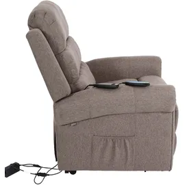 Mendler Fernsehsessel HWC-K63, Relaxsessel Sessel, Liegefunktion Aufstehhilfe Massage Heizfunktion, Stoff/Textil ~ dunkelgrau