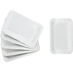 6x Pur Pappteller aus Porzellan 24,5x16cm weiß Servier-Teller Kuchen Burger
