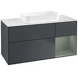 Villeroy & Boch Finion Waschtischunterschrank G711GMHG 120x60,3x50,1cm, Regal rechts Olive Matt Lacquer, Midnight Blue Matt Lacquer