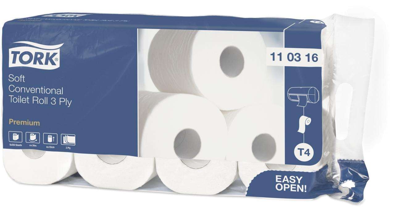 TORK Premium Toilettenpapier Kleinrolle, 3 lagig 9x8 Rollen