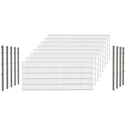 hadra Doppelstabmattenzaun, anthrazit, 8/6/8 mm, Komplett-Set à 20 m, inkl. Pfosten, Flacheisenleiste - schwarz