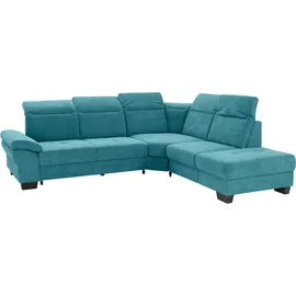 Home Affaire Ecksofa HOME AFFAIRE "Cornwall L-Form", blau (petrol), B:283cm H:84cm T:253cm, Struktur fein (100% Polyester);Luxus-Microfaser weich (90% Polyester, 10% Polyamid), Sofas, Ecksofa, incl. Sitztiefenverstellung, mit Bettfunktion und Kopfteilverstellung