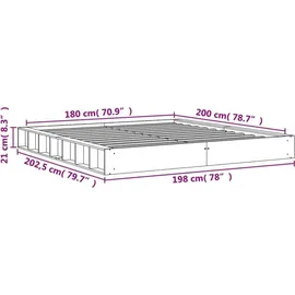 vidaXL Massivholzbett 180 x 200 cm Wachsbraun