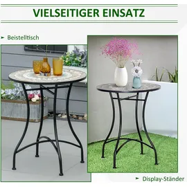 Outsunny Gartentisch Ø60 x 75 cm Grün/Beige/Weiß