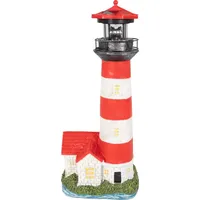 Lemodo Leuchtturm mit Solarlicht und LED-Leuchtfeuer, Gartendeko 39 cm