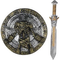 Funidelia | Wikinger Schwert und Schild für Herren Nordisch, Walküre, Barbaren, Vikings - Zubehör für Erwachsene, Zubehör für Kostüm - Braun