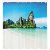 ABAKUHAUS Duschvorhang Küsten 175 x 200 cm blau-grün