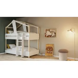 Kinderbett DEMEYERE GROUP "Timber", samtweiß, eiche, B:112cm H:214cm L:206cm, Betten, Etagenbett 90x200
