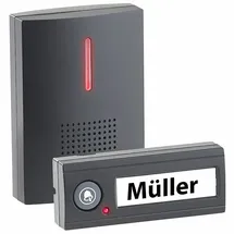 CASAcontrol Funk-Türklingel, Licht- & Ton-Signal, 100 m Reichweite, IPX4, schwarz