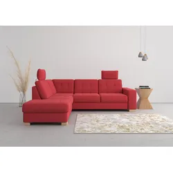 Ecksofa SIT & MORE "Quincy L-Form", rot, B:249cm H:82cm T:213cm, Sofas, wahlweise mit Bettfunktion und Bettkasten