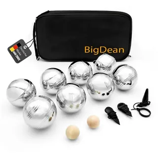 BigDean Spielball Boule Set mit 8 Boule Kugeln aus hochwertigem Edelstahl (1-St) silberfarben