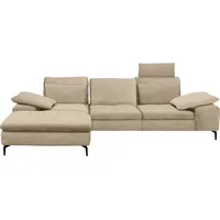 Ecksofa W.SCHILLIG "valentinoo, Designsofa, bequem, elegant und zeitlos, L-Form", beige (stone z73), B:299cm H:83cm T:178cm, Longlife Xtra-Leder Z73: Naturwalkleder der Luxusklasse aus den erlesensten Rohhäuten. Hautstärke 1, 1 u2013 1, 3 mm, Sofas, inklusive Hocker, mit Sitztiefenverstellung, Breite 299 cm