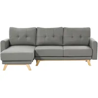 3-Sitzer Ecksofa Stoff grau L-Form mit Schlaffunktion Chaiselongue rechts Siro