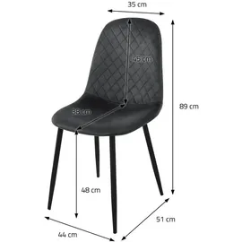 ML-Design Esszimmerstühle 4er Set Anthrazit Küchenstuhl mit Samtbezug