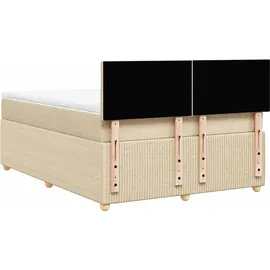 vidaXL Boxspringbett mit Matratze Creme 140x190 cm Stoff - Creme