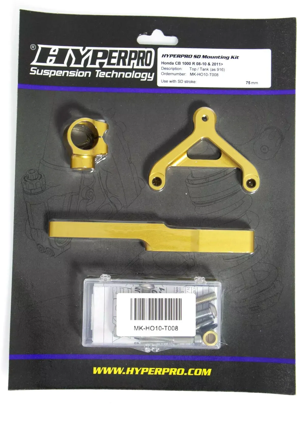 Hyperpro Steering Damper, kit de montage - Or