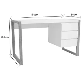 miliboo Design-Schreibtisch 3 Schubladen weiß matt Armel