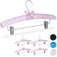 Relaxdays Satin Kleiderbügel im 5er Set, gepolstert, Vintage, verstellbare