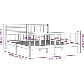 vidaXL Massivholzbett 180 x 200 cm Braun