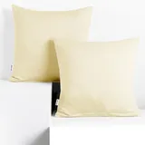 DecoKing 2 Kissenbezüge 80x80 cm Jersey 100% gekämmte Baumwolle Reißverschluss Creme Amber