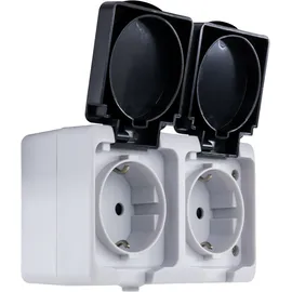 REV Ritter Doppelsteckdose 2-fach Aufputz IP54 Grau