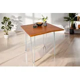 sam möbel gmbh Esstisch Baumkante massiv Akazie nussbaum 80x80 Hairpin-Gestell silber HANNAH - Braun