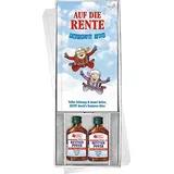 Auf die Rente im Geschenke Set Box mit Kräuterlikör oder Pfefferminz Bombons Rentner Power Ruhestand Senioren lustig für Oma Opa (Auf die Rente fertig los + Kräuterlikör Rentner Power 14027)