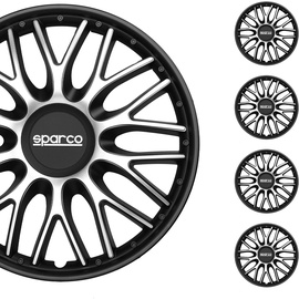 Sparco SPC1496SVBK Wheel caps Roma Bicolor Silver/Black 14", Set of 4, Pulgadas
