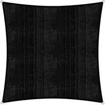 Lumaland Sonnensegel Quadrat | 5 x 5 Meter Wetterbeständiger Sonnenschutz inkl. Befestigungsseile | Terrasse, Garten & Balkon Schattenspender mit UV-Schutz [Schwarz]