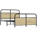 vidaXL Metallbett ohne Matratze Sonoma-Eiche 140x190 cm