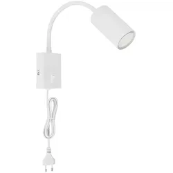 Wandleuchte, weiß, flexibel verstellbar, Stromkabel, H 44 cm